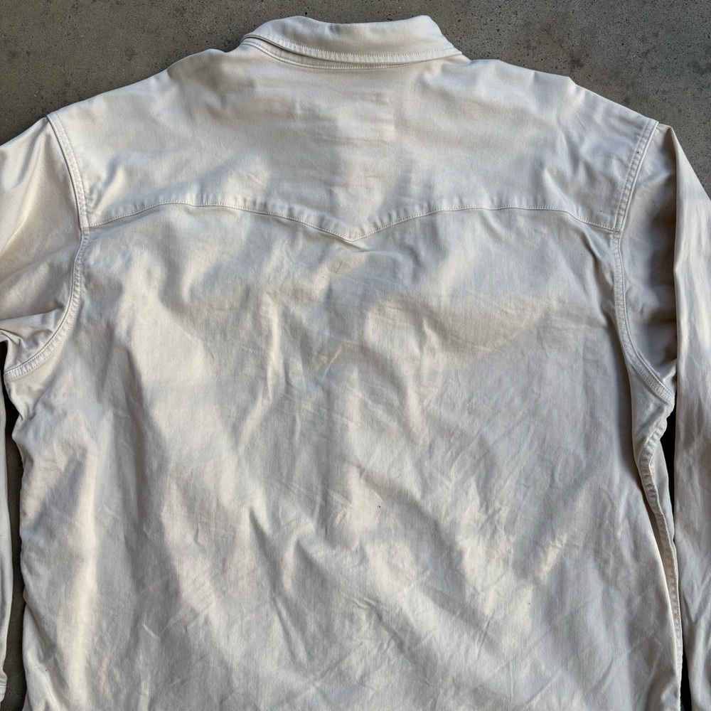 Poncho Western Long Sleeve Pearl Snap Shirt Men's XL Heavy Duty Canvas Tan - Picture 4 of 8